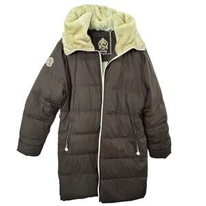 Vintage COOGI Long Brown Puffer Coat Jacket Women's Size 1X Hooded READ